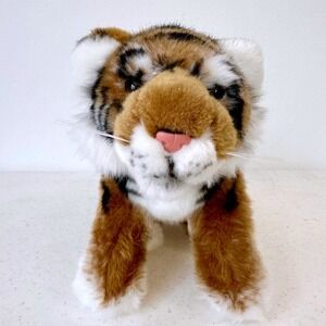 SOS Save our Space Tiger Plush Stuffed Animal Toy Striped Faux Fur Accent Decor